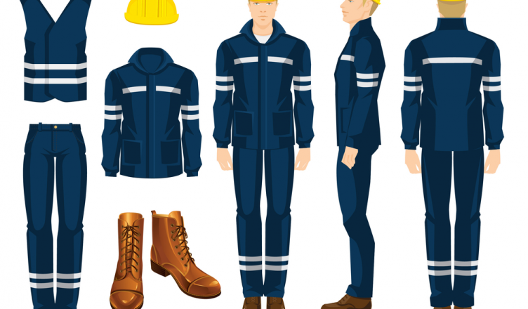 Ilustrações de uniformes profissionais.